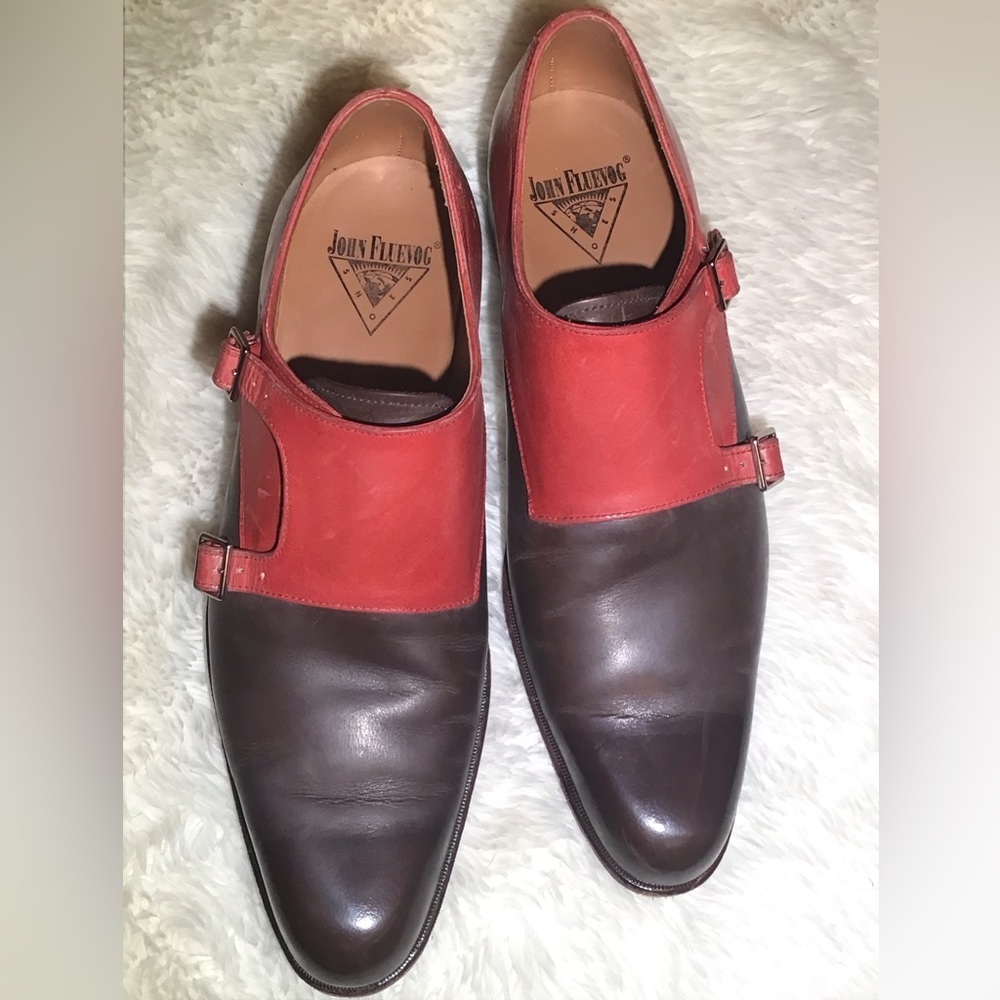 John fluevog leather red/brown shoes size 10